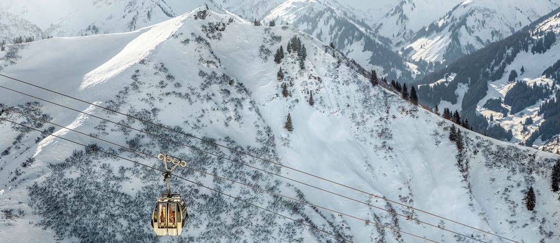 Lift ascending the mountains